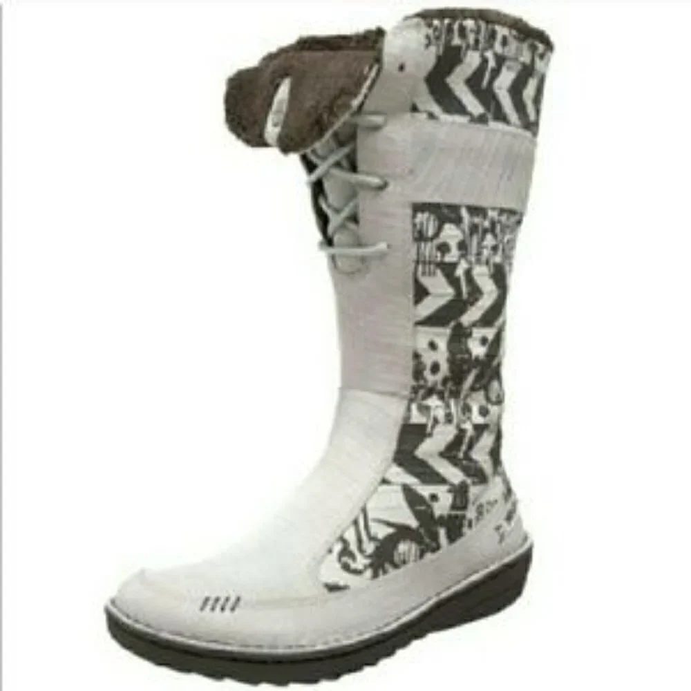 Teva x Spyder Kiru Boots Women's size 6 Gray & Cream Fur Lined Lace Up